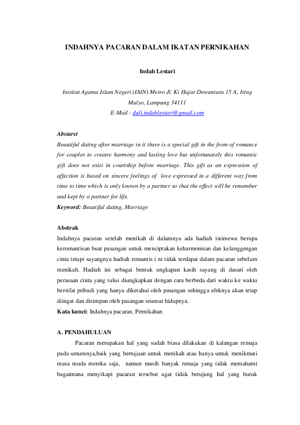 (PDF) INDAHNYA PACARAN DALAM IKATAN PERNIKAHAN