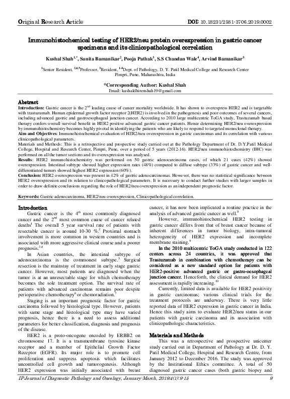 (PDF) Immunohistochemical testing of HER2/neu protein overexpression in ...