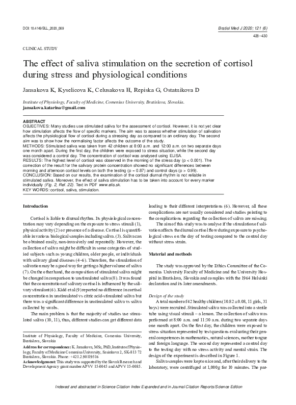 (PDF) The effect of saliva stimulation on the secretion of cortisol ...