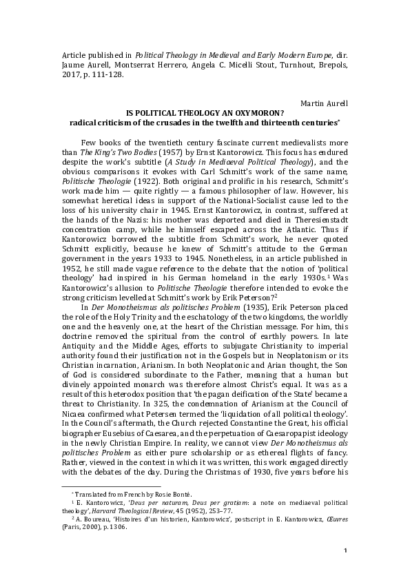 Is Political Theology an Oxymoron? Radical criticism of the crusades in the twelfth and thirteenth centuries