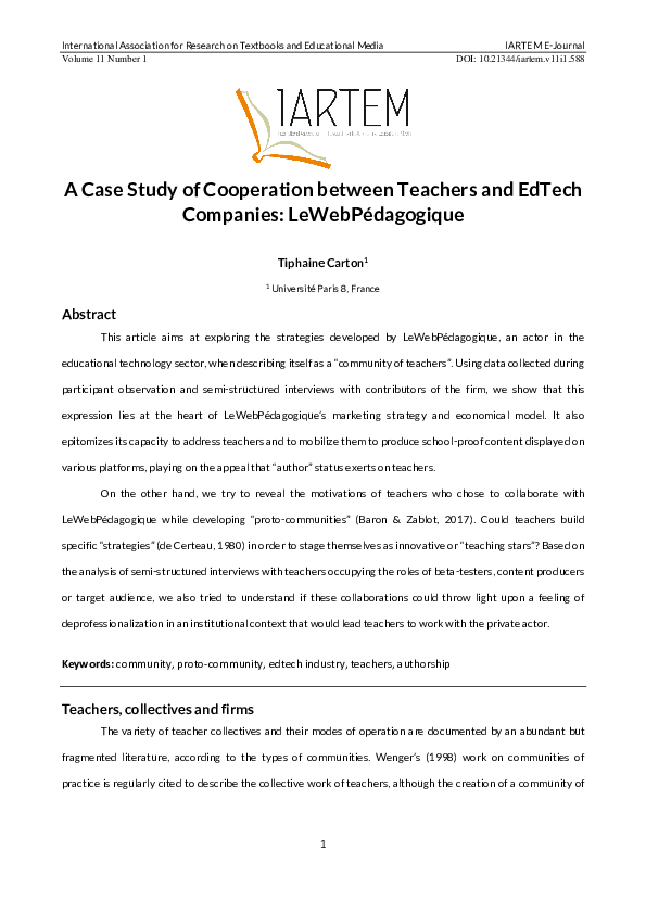 (PDF) A Case Study of Cooperation between Teachers and EdTech Companies ...