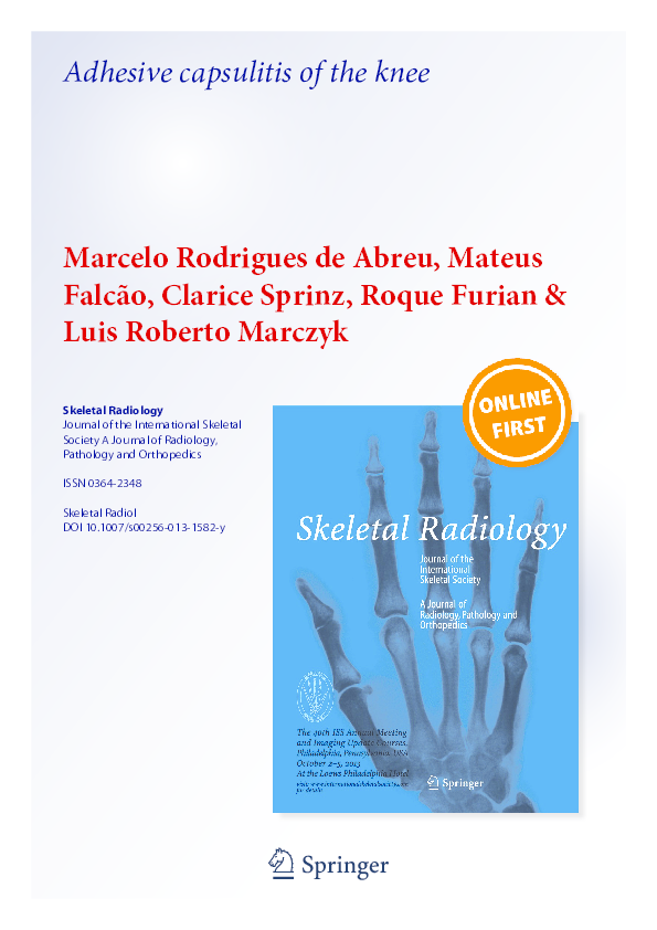 (PDF) Adhesive capsulitis of the knee Clarice Sprinz Academia.edu