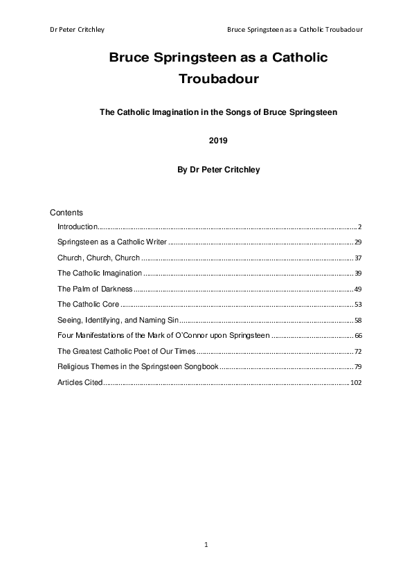 (PDF) Bruce Springsteen as a Catholic Troubadour: The Catholic ...