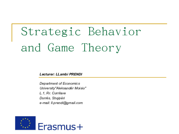 (PPT) Strategic Behavior and Game Theory