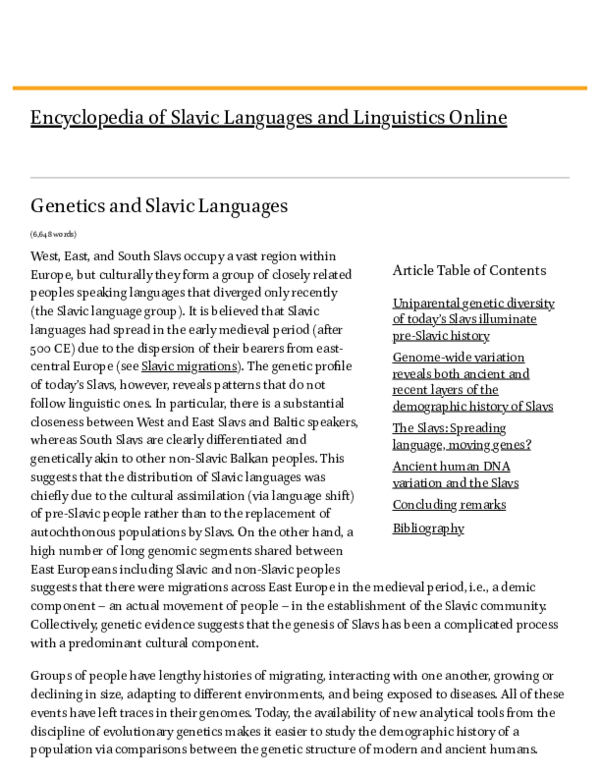 Pdf Genetics And Slavic Languages Brill Encyclopedia Of Slavic Languages 2020 Pdf Genetics And Slavic Languages Brill Encyclopedia Of Slavic Languages 2020