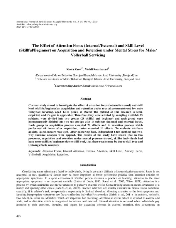 (PDF) The Effect of Attention Focus (Internal/External) and Skill Level ...
