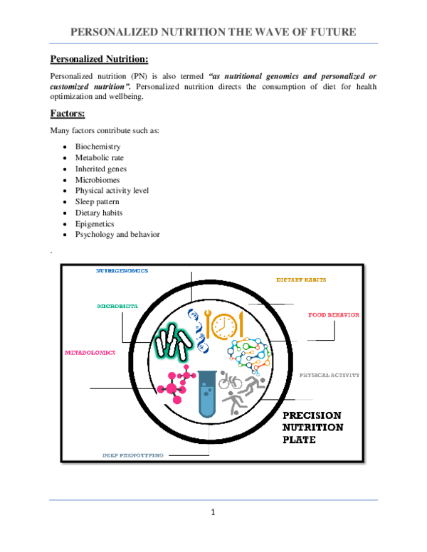 (PDF) PERSONALIZED NUTRITION THE WAVE OF FUTURE