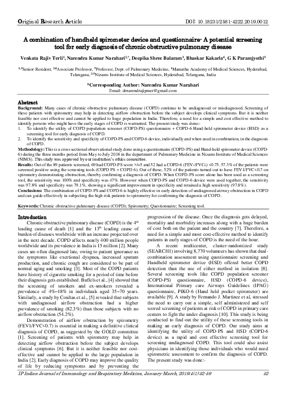 (PDF) A combination of handheld spirometer device and questionnaire- A ...