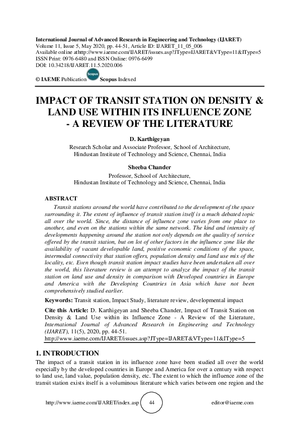 (PDF) IMPACT OF TRANSIT STATION ON DENSITY & LAND USE WITHIN ITS ...