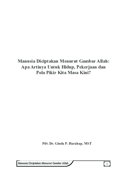 (PDF) Manusia Diciptakan Menurut Gambar Allah: Apa Artinya Untuk Hidup