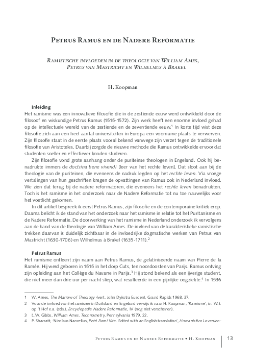 (PDF) Petrus Ramus en de Nadere Reformatie Ramistische invloeden in de