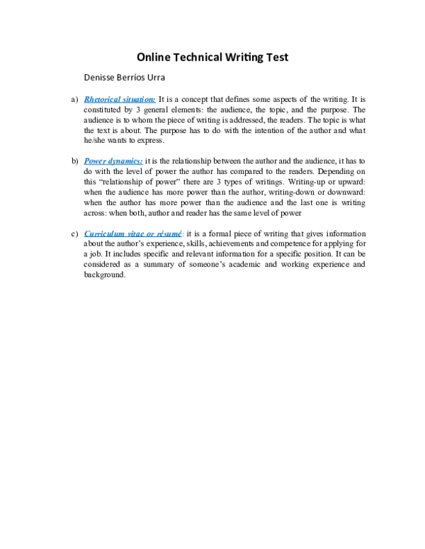 (DOC) Online Technical Writing Test Denisse Abu Academia.edu