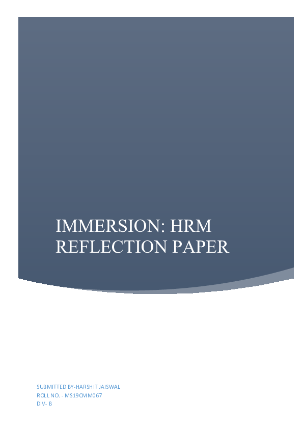 (DOC) IMMERSION: HRM REFLECTION
