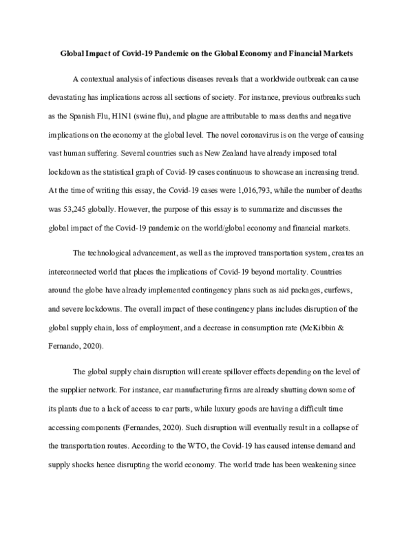 (DOC) Global Impact of Covid-19 Pandemic on the Global Economy and ...