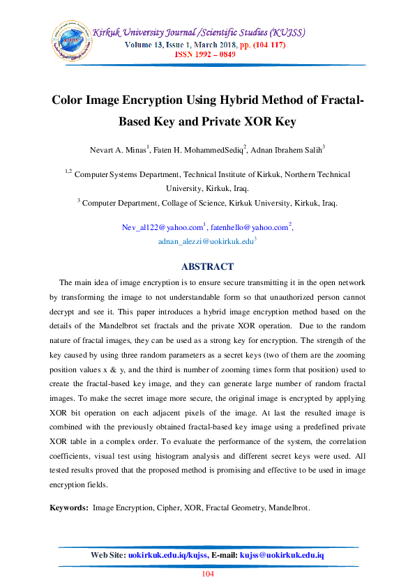 (PDF) Color Image Encryption Using Hybrid Method of Fractal- Based Key ...