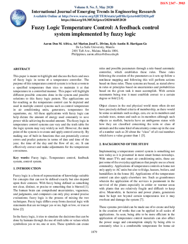 (PDF) Fuzzy Logic Temperature Control: A feedback control system ...