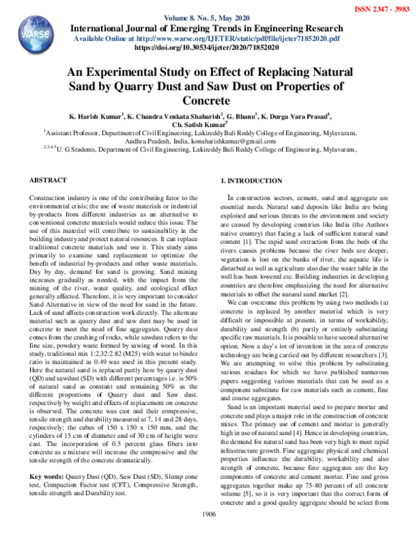 (PDF) An Experimental Study on Effect of Replacing Natural Sand by ...