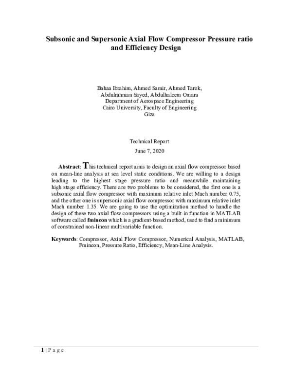 (PDF) Subsonic and Supersonic Axial Flow Compressor Design