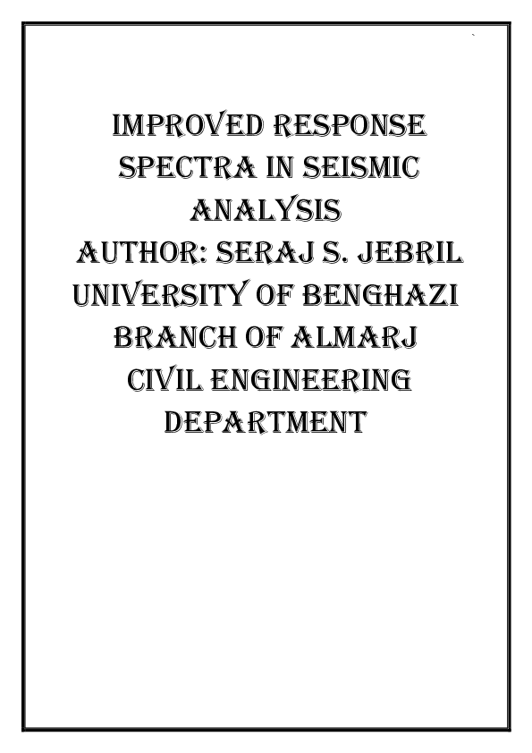 (PDF) Improved response spectra in seismic analysis