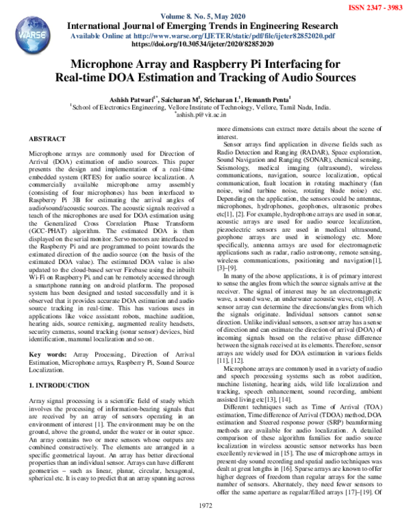 (PDF) Microphone Array and Raspberry Pi Interfacing for Real-time DOA ...
