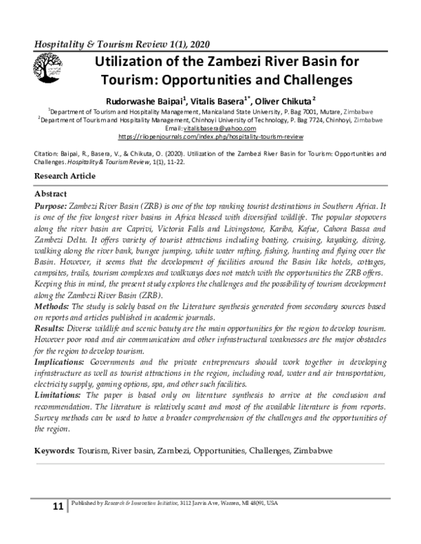 (PDF) Utilization of the Zambezi River Basin for Tourism: Opportunities ...