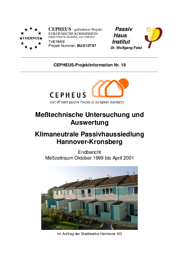 (PDF) Meßtechnische Untersuchung und. Auswertung. klimaneutrale ...