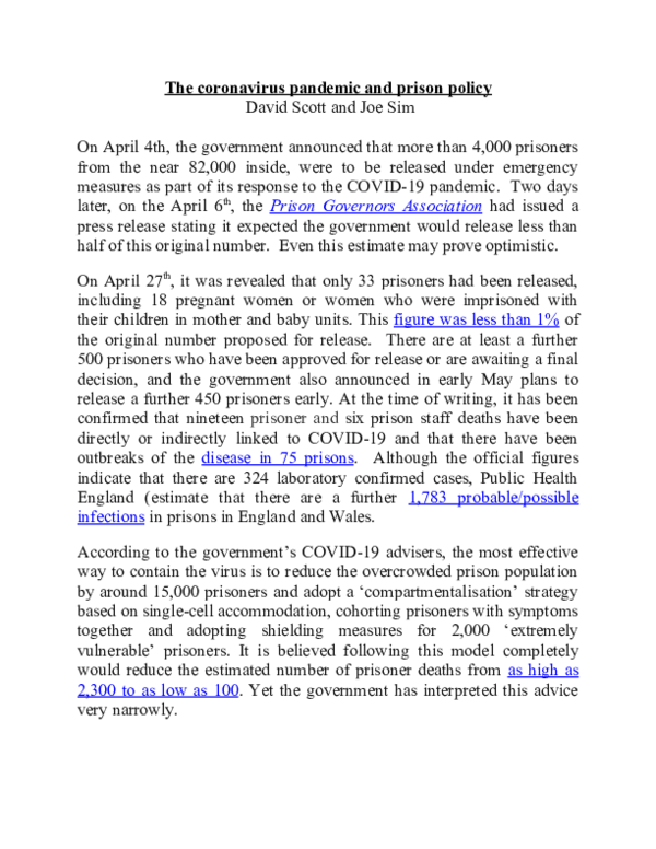 (DOC) The coronavirus pandemic and prison policy