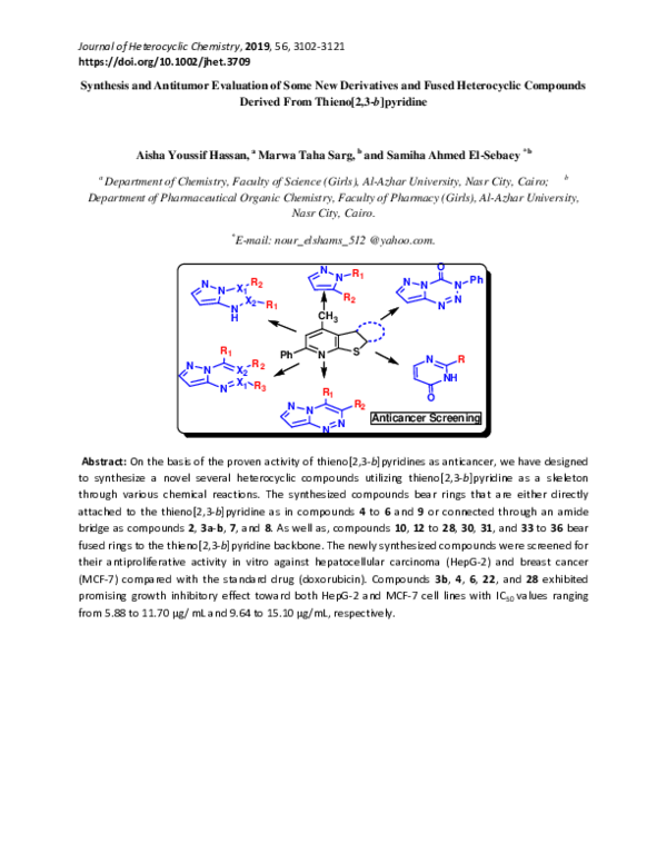 (PDF) Synthesis and antitumor evaluation of some new derivatives and ...