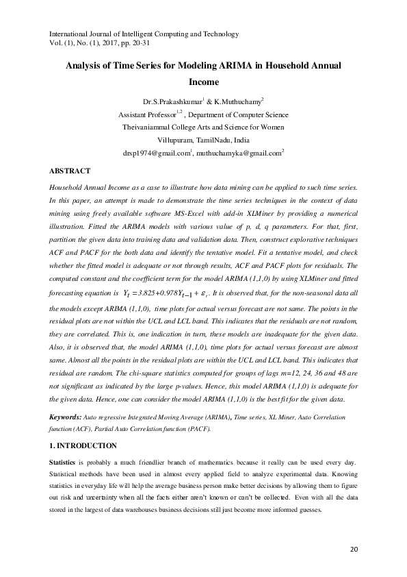 (PDF) Analysis of Time Series for Modeling ARIMA in Household Annual Income