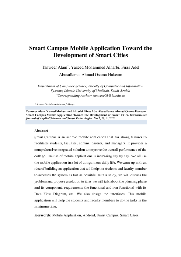 (PDF) Smart Campus Mobile Application Toward the Development of Smart ...