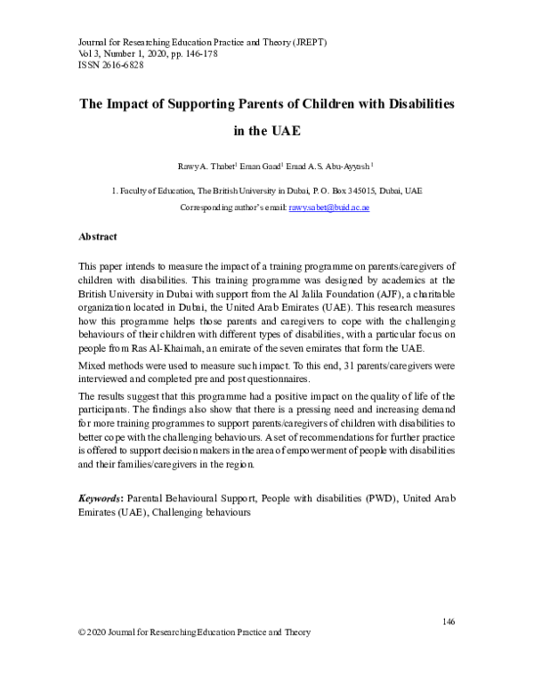 (PDF) The Impact of Supporting Parents of Children with Disabilities in ...