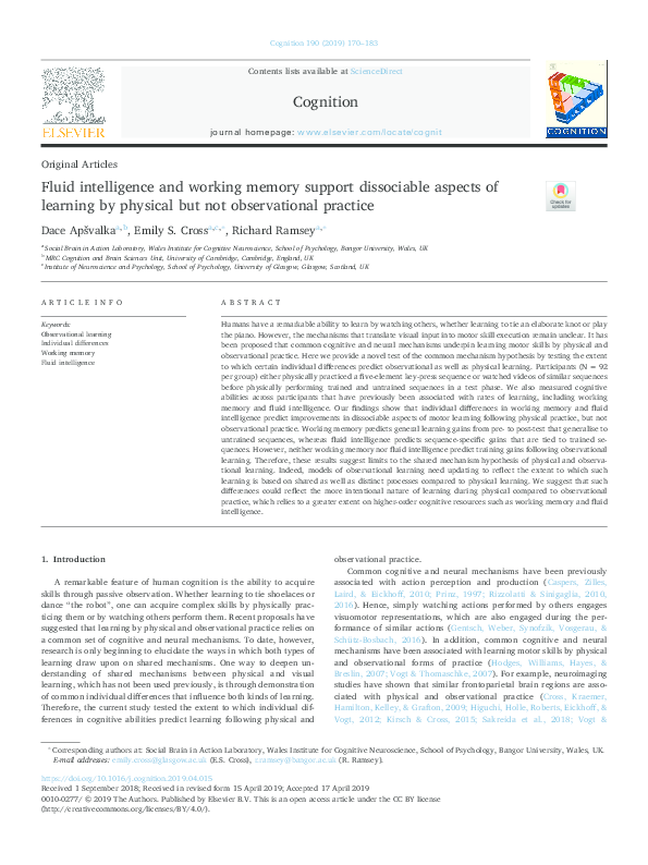 (PDF) Fluid intelligence and working memory support dissociable aspects ...