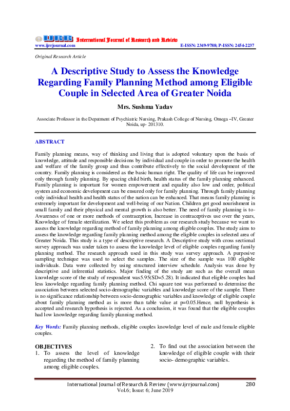 (PDF) A Descriptive Study to Assess the Knowledge Regarding Family ...