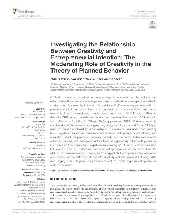 (PDF) Investigating the Relationship Between Creativity and ...