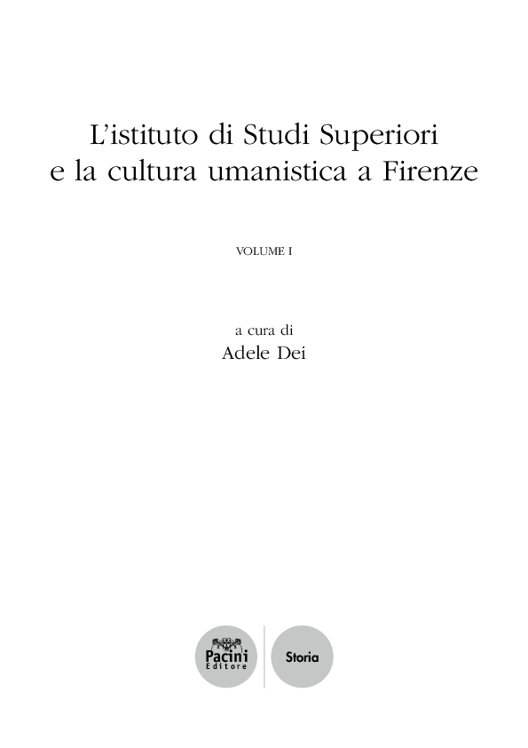 (PDF) L'istituto di Studi Superiori e la cultura umanistica a Firenze