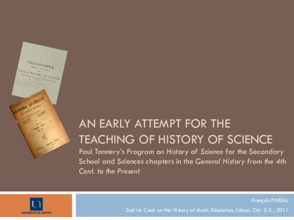 (PDF) AN EARLY ATTEMPT FOR THE TEACHING OF HISTORY OF SCIENCE