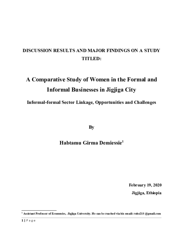 (DOC) A Comparative Study of Women in the Formal and Informal ...