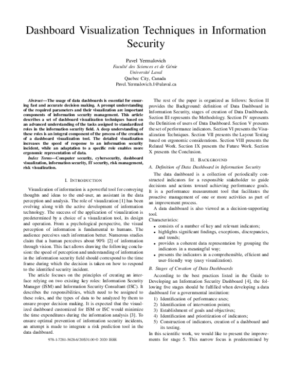 (PDF) Dashboard Visualization Techniques in Information Security