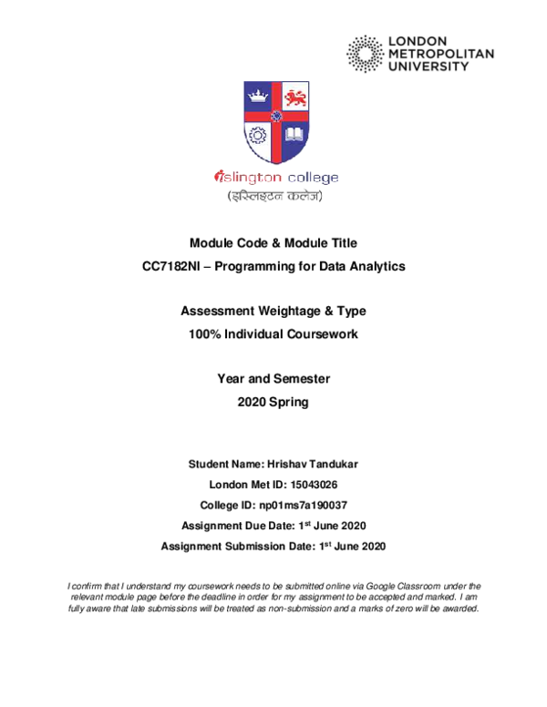 (PDF) Programming for Data Analytics