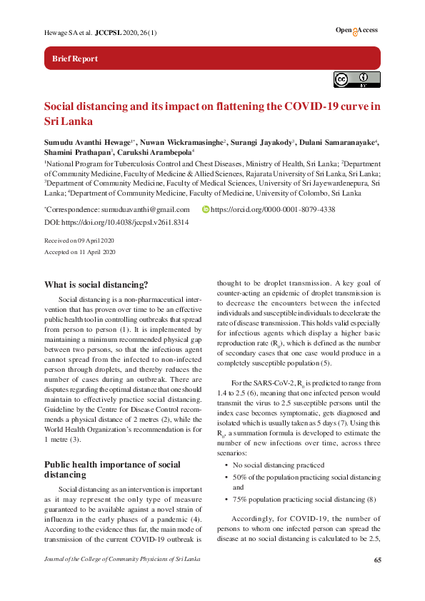 (PDF) Social distancing and its impact on flattening the COVID 19 curve ...