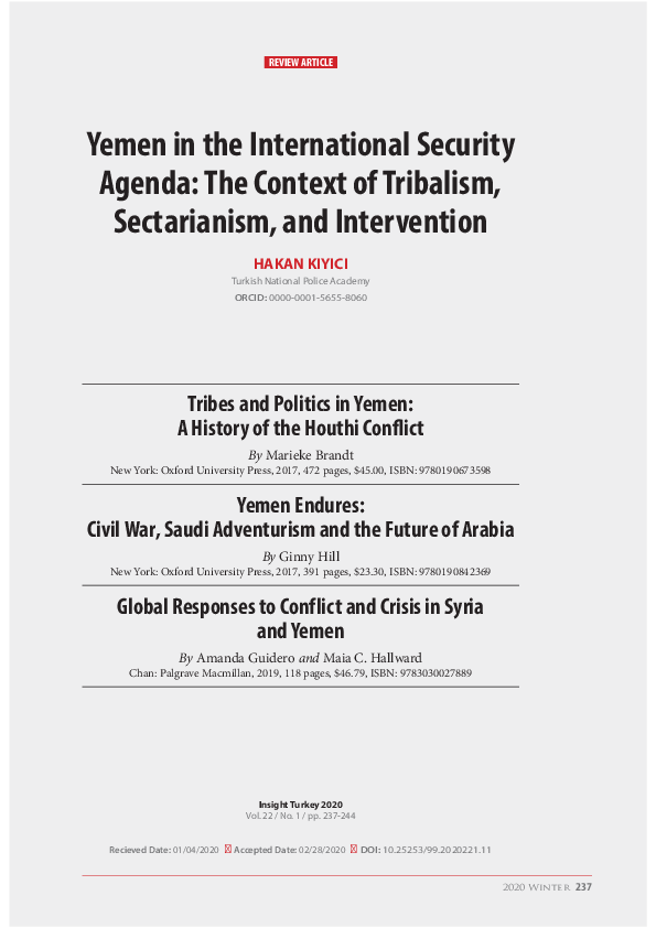 Yemen in the International Security Agenda: The Context of Tribalism, Sectarianism, and Interventionism