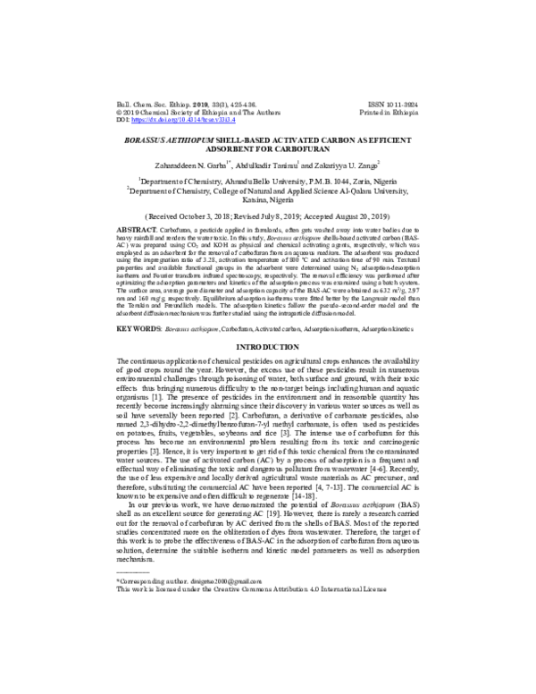 (PDF) BORASSUS AETHIOPUM SHELL-BASED ACTIVATED CARBON AS EFFICIENT ...