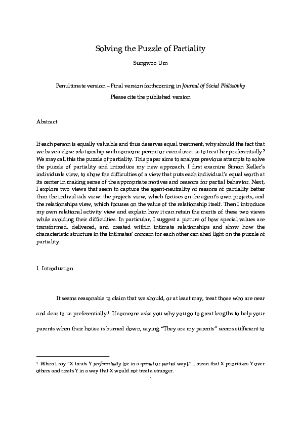 (PDF) Solving the Puzzle of Partiality