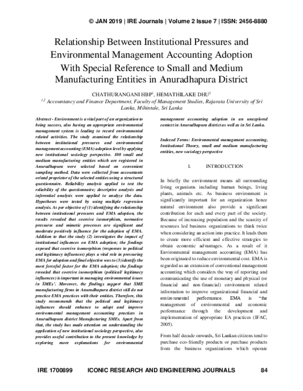 (PDF) Relationship Between Institutional Pressures and Environmental ...