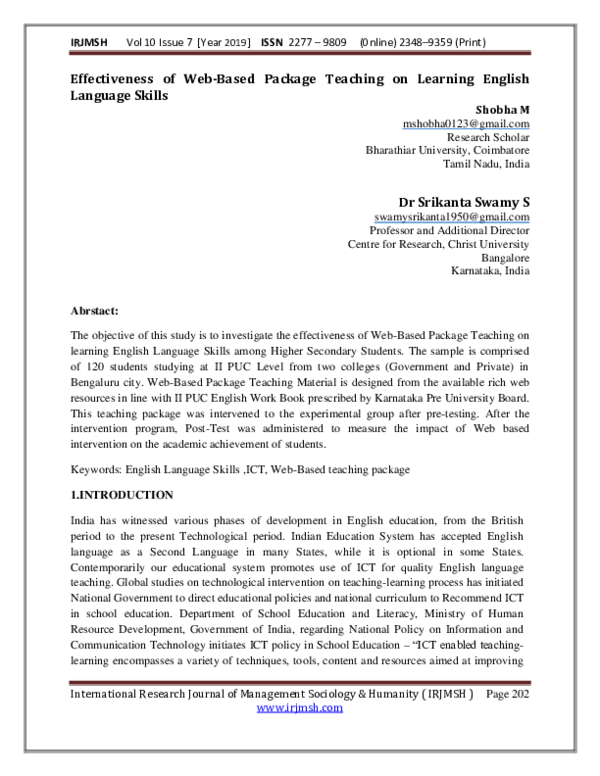 (PDF) Effectiveness of Web-Based Package Teaching on Learning English ...