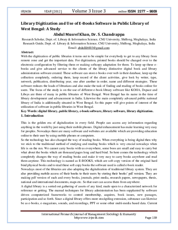 (PDF) Library Digitization and Use of E-Books Software in Public ...