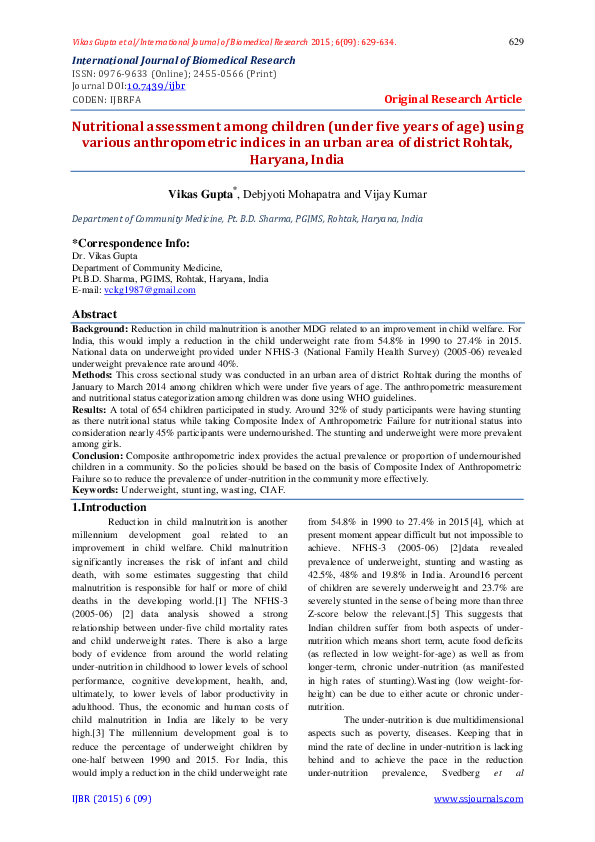 (PDF) Nutritional assessment among children (under five years of age ...
