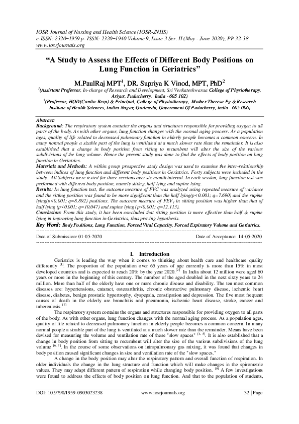 (PDF) "A Study to Assess the Effects of Different Body Positions on ...