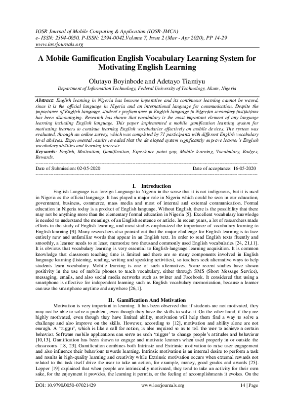 (PDF) A Mobile Gamification English Vocabulary Learning System for ...