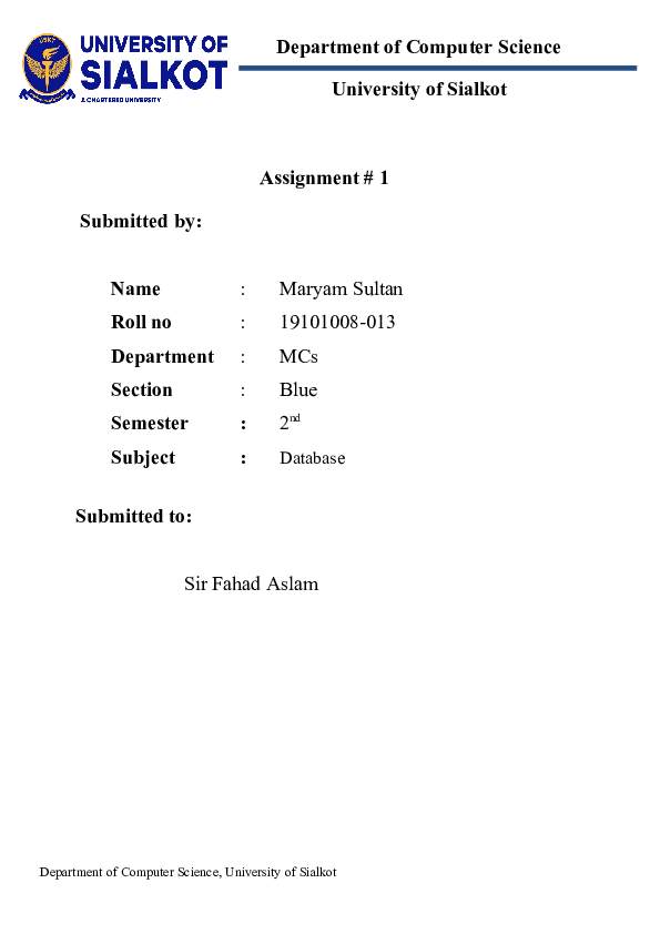 (DOC) Assignment 1 joins